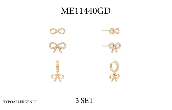 33-229AB  Trios Earrings W/Crystals & Pearls (2 Units / $9.00 each) - Image 2