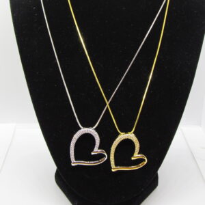 10-420AB  Micro Pave' CZs, Scroll Heart Necklace - Gold & Silver  (2 units / $10.00ea)