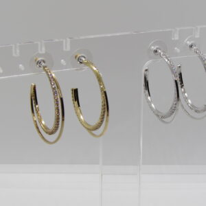 10-425AB  2 Row Post Hoop Earring Gold & Silver  (2 units / $9.50ea)