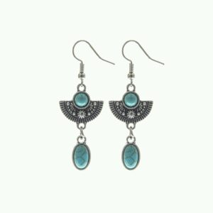17-864ABC  3 Styles Burnished Silver Earrings W/Turquoise - Thunder Bird, Oval Drop, Arrow Drop (4 Units / $8.00 each)