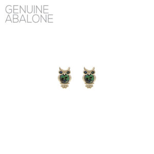17-900AB  Owl Abalone Post Earring  Gold & Silver (2 Units / $6.00 each)