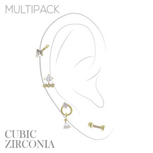 17-924AB  CZ 4 Pack Stud Earrings  Gold & Silver (2 Units / $7.00 each)