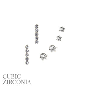 17-925AB  CZ trios Earrings, Bars & Rounds  Gold & Silver (2 Units / $7.00 each)