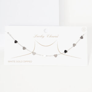 18-505AB  Multi Hearts in Line Necklace Gold & Silver (2 Units / $10.00 each)