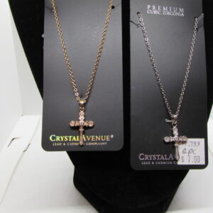 17-789AB  CZ Cross Necklace Gold & Silver (2 Units / $7.00 each)