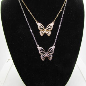 17-803AB  Butterfly Necklace W/Crystals, Gold & Silver   (2 Units / $7.00 each)