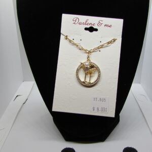 17-805  Cocktail Glass Necklace W/Pearl  Gold   (1 Unit / $8.00 each)